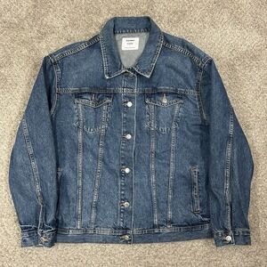 Old Navy Boyfriend Denim Jacket Womens Large Jean Button Trucker Cotton